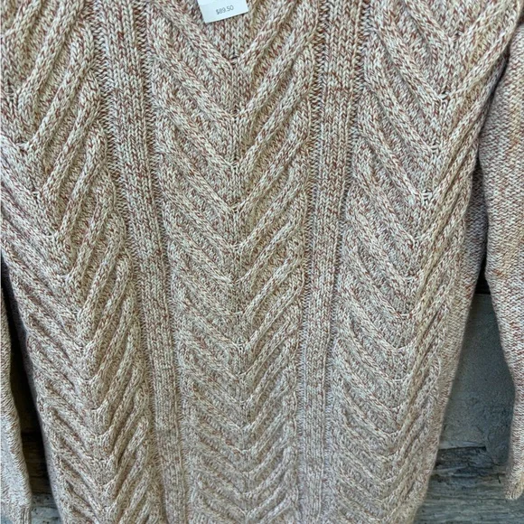Talbots Women’s Tan and Rust Mottled Color Cotton Cable Knit Sweater XS NWT - Picture 3 of 7
